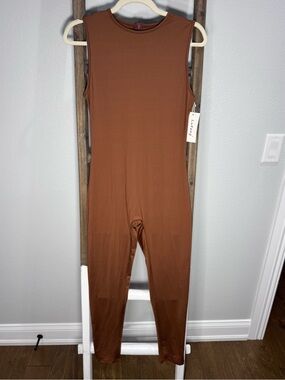 Sleeveless Rust Jumpsuit — Minimal One-Piece